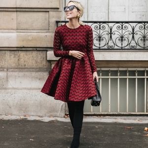 Maje Royani Bonded Lace Red Dress Size 